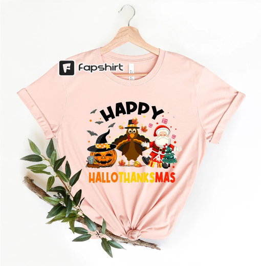 Happy Hallothanksmas Shirt, Halloween Shirt, Holiday Season Shirt, Christmas Shirt, Thanksgiving Shirt, Fall Shirt, Cute Autumn Shirt