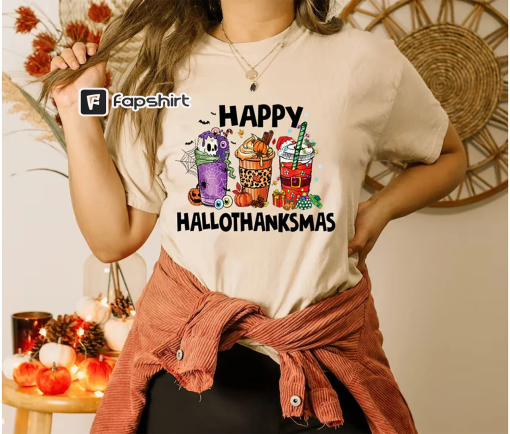 Happy Hallothanksmas Shirt, Halloween Shirt, Thanksgiving Shirt, Christmas Shirt, Fall Shirt, Holiday Season Shirt, autumn shirt, Pumpkin