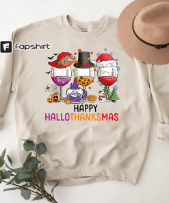 Happy Hallothanksmas T-Shirt Thankful Sweatshirt Halloween Party…