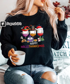 Happy Hallothanksmas T-Shirt Thankful Sweatshirt Halloween Party…