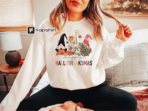 Hallothanksmas Sweatshirt, Holiday Season Sweater, Gnome Sweatshirt, Happy Holiday Season Shirt, Happy Hallothanksmas Shirt, Gnome Crewneck