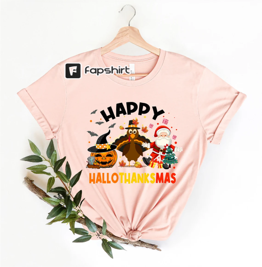 Happy Hallothanksmas Shirt, Halloween Shirt, Holiday Season Shirt, Christmas Shirt, Thanksgiving Shirt, Fall Shirt, Cute Autumn Shirt