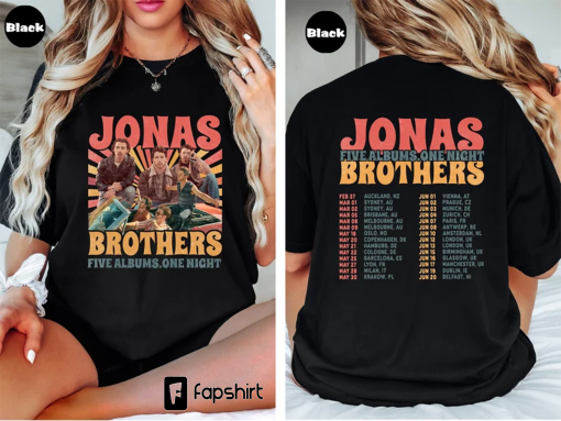 Jonas Brothers Tour Tshirt, Jonas Brothers Merch Shirt, Five Albums One Night Tour 2024 Hoodie, Jonas Brothers Fan Sweatshirt, Concert Tees