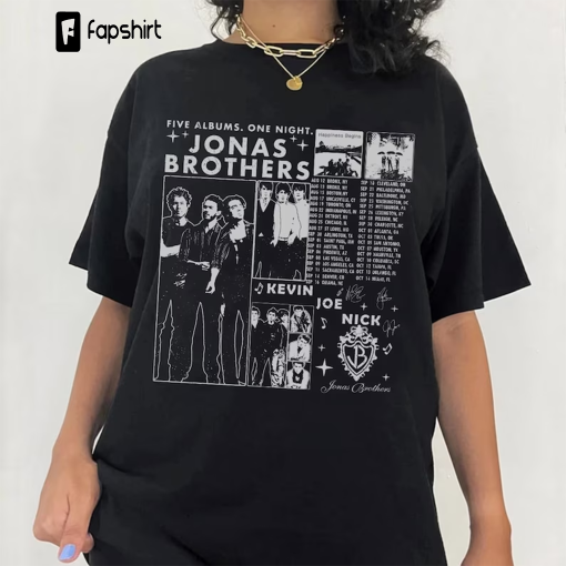 Jonas Brothers Vintage T-Shirt, Jonas Five Albums One Night Tour Shirt, Jonas Brothers 2023 Tour Shirt, Jonas 90’s Tee, Joe Nick Kevin