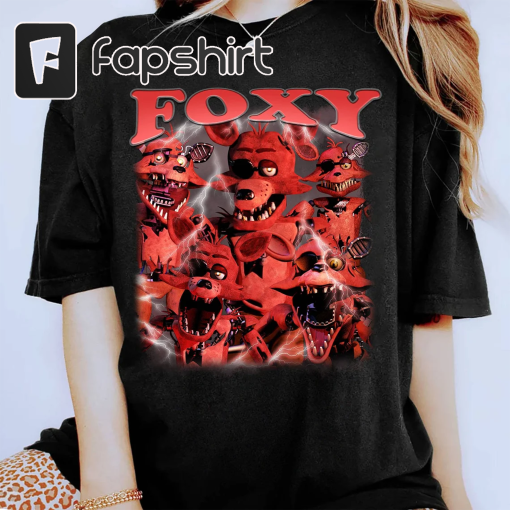 Vintage Fnaf Foxy Shirt | Homage Five Nights at Freddy Foxy Shirt | VIntage Freddy Fazbear Bonnie Chica Foxy Fnaf Video Game Shirt