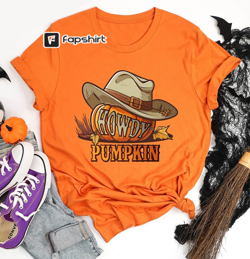 Howdy Pumpkin Shirt, Retro Western Cowboy For Boys Tank Top Sweatshirt