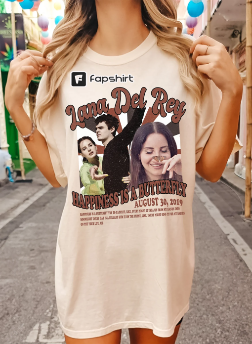 Lana Del Rey Happiness Is a Butterfly Album Poster Graphic Tee, Lana Del Rey Merch Concert Tour Music Shirts, Lana Del Rey Fan Sweatshirt