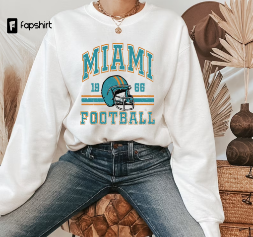 Retro Miami 1966 Football Shirt, Miami Dolphin Football Sweatshirt, Football Jersey Fan Gift, Game Day Hoodie, Tua Tagovailoa, Tyreek Hill