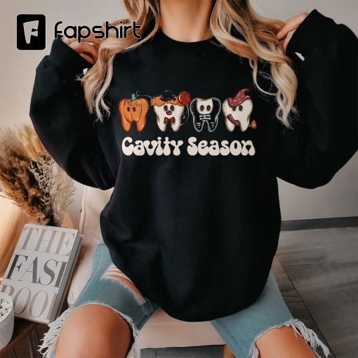 Cavity Season Halloween Sweatshirt, Funny Halloween Teeth Shirt, Dental Squad Shirt