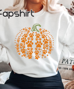 paw pumpkin shirt, paw print shirt, pumpkin…