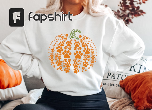 paw pumpkin shirt, paw print shirt, pumpkin dog shirt, dog halloween shirt,retro pumpkin, Halloween Shirt, Halloween Sweatshirt,Thanksgiving