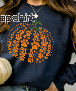 paw pumpkin shirt, paw print shirt, pumpkin…