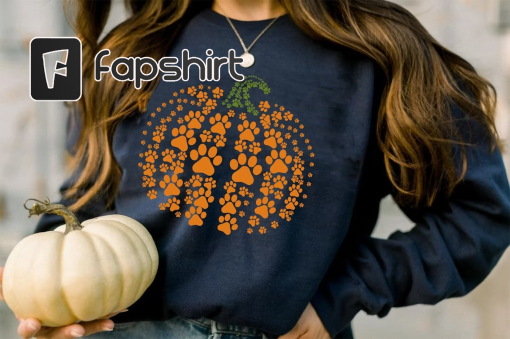 paw pumpkin shirt, paw print shirt, pumpkin dog shirt, dog halloween shirt,retro pumpkin, Halloween Shirt, Halloween Sweatshirt,Thanksgiving