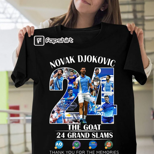 Novak Djokovic 24 Grand Slams The Goat US Open 2023 Champion Memories Shirt – Novak Djokovic 2023 Champion US Open Shirt