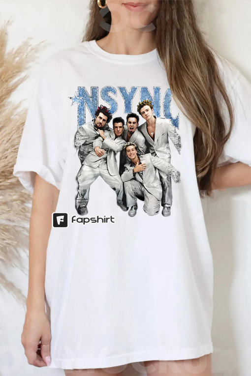 Vintage Nsync Boy Band Album Graphic Comfort Colors Oversized 90s T Shirt, NSYNC Silver Suit Boy Band Shirt