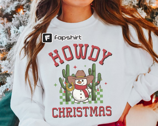 Western Christmas Shirt, Howdy Christmas Shirt, Retro Christmas Sweater, Funny Christmas Sweatshirt, Holiday Sweater, Snowman Christmas