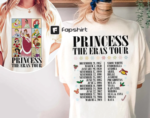 Princess Christmas Eras Tour Double-Sided Shirt, Disney Princess Shirt, Disney Christmas Shirt, Princess Christmas Shirt, Christmas Shirt