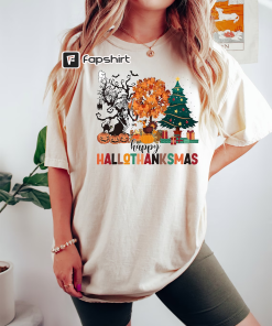 Comfort Colors Happy Hallothanksmas Shirt,Halloween Shirt,Thanksgiving Shirt,Christmas…