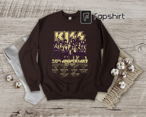 Kiss Band 50th Anniversary 1973-2023 Signature Sweatshirt, Thank You For The Memories Shirt, KISS Band Hoodie, Rock And Roll Music Shirt