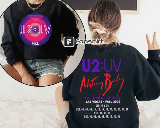 U2 Las Vegas 2 side t-shirt,U2 Ultraviolet Sphere 2023,U2 UV logo,U2 Live at Sphere,U2 matching trip shirt,U2 Venetian,U2 residency