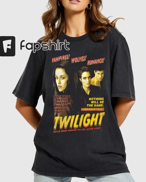 Twilight Saga T-Shirt, Vampire Wolf Romance Shirt, Graphic Tee, Ed and Bella Shirt, Twilight Movies Graphic Tee For Movie Lovers