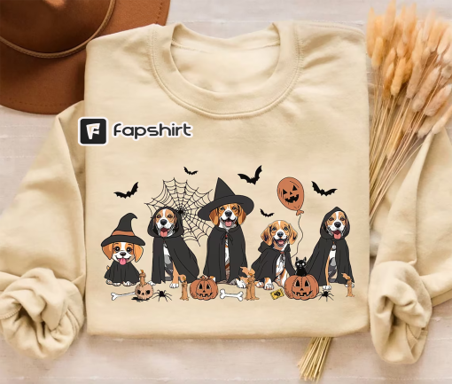 Beagle Sweatshirt, Beagle Halloween Shirt, Ghost Dog Shirt, Witch Beagle Shirt, Custom Dog Sweater, Halloween Dog Shirt, Beagle Owner Gift