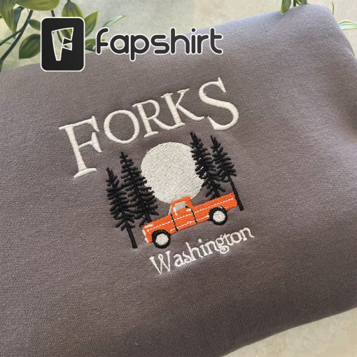 Forks Washington Embroidered Sweatshirt, Night Time