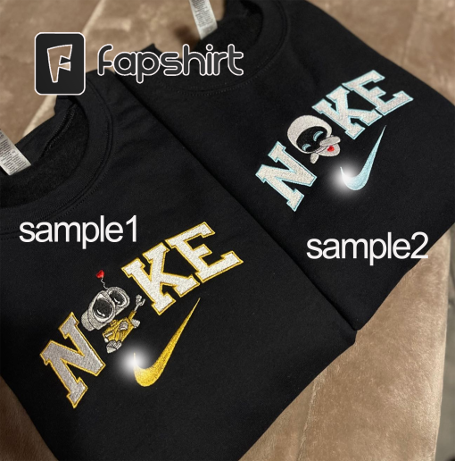 Wall-E and Ev.e Embroidered Crewneck | Disney Fan Tee | Couples Sweatshirts | Friends shirt | Anniversary Gift | Gifts for Boyfriend