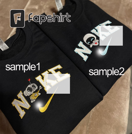 Wall-E and Ev.e Embroidered Crewneck | Disney Fan Tee | Couples Sweatshirts | Friends shirt | Anniversary Gift | Gifts for Boyfriend