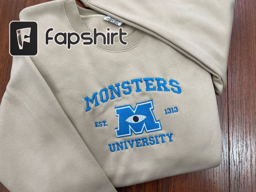 Monster’s University Crewneck Embroidered Sweatshirts, Trending Crewneck, Disney Shirt, Movie Shirts, Monste University Hoodie