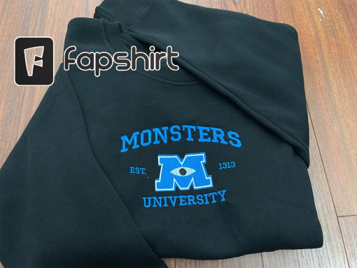 Monster’s University Crewneck Embroidered Sweatshirts, Trending Crewneck, Disney Shirt, Movie Shirts, Monste University Hoodie