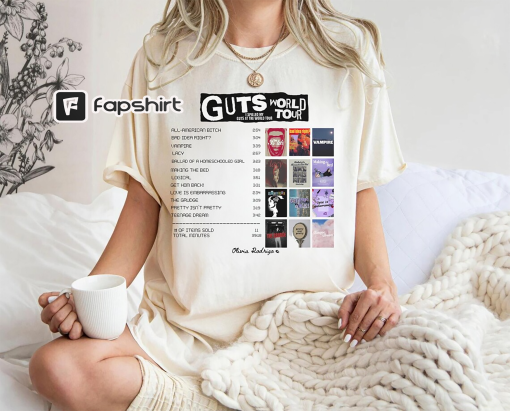 Comfort Colors Olivia Rodrigo Guts World Tour track list Aesthetic shirt