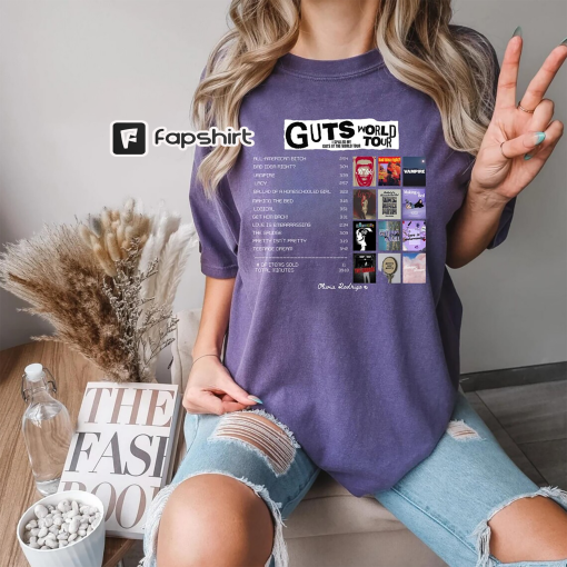 Comfort Colors Olivia Rodrigo Guts World Tour track list Aesthetic shirt