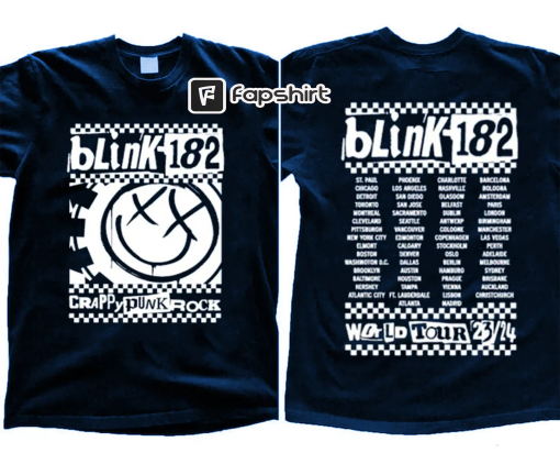 Blink 182 The World Tour 2023-2024 2Sides Shirt, Blink 182 Rock n’ Roll T Shirt, Rock n’ Roll Shirt, Blink 182 Shirt, Retro Vintage Shirt