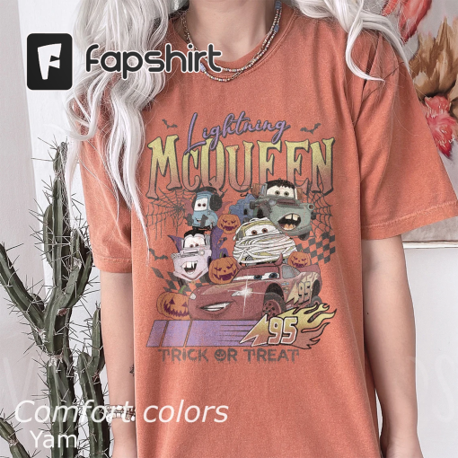 Retro Lightning McQueen Halloween Comfort Colors Shirt, Disney Cars Halloween Shirt, Disneyland Halloween Shirt, McQueen Shirt, Disney Shirt