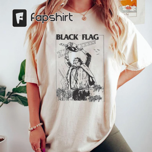 Black Flag Texas Chainsaw Massacre , Black Flag Parody Shirt – Vintage Black Flag Shirt