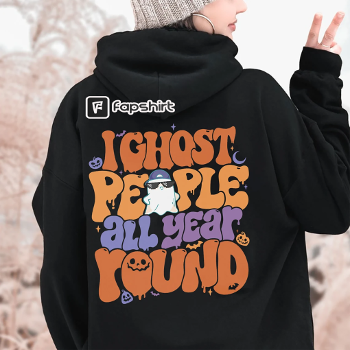 Retro Ghost People Year Round Sweatshirt, Cool Ghost Halloween Shirt, Spooky Sweatshirt, Spooky Season