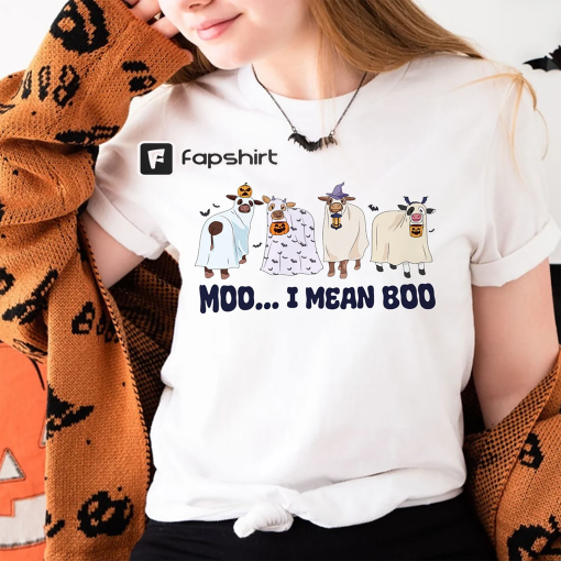 Ghost Cows Sweatshirt, Moo I Mean Boo Shirt, Spooky Cow Sweater, Cow Lover Gift, Boo Shirt, Spooky Season Sweatshirt, Trick Or Treat Shirt