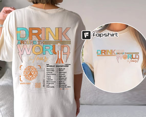 Retro Drink Around The World Tour Comfort Colors Shirt, Epcot World Showcase, Epcot World Tour 1982 Shirt Epcot Drink Around the World Shirt