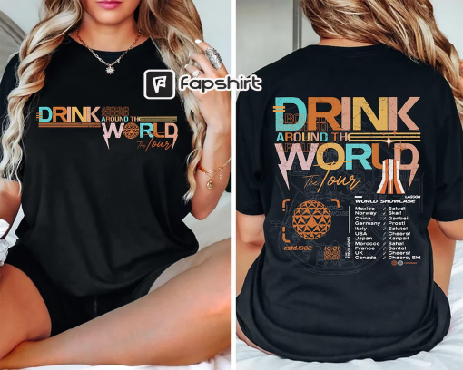 Retro Drink Around The World Tour Comfort Colors Shirt, Epcot World Showcase, Epcot World Tour 1982 Shirt Epcot Drink Around the World Shirt