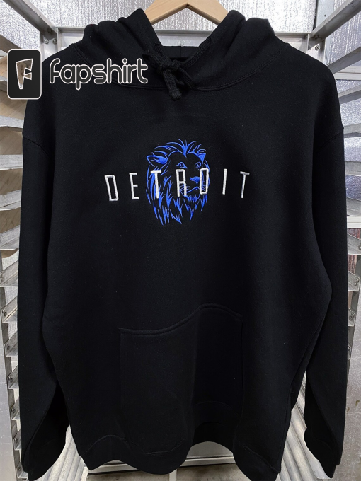 Detroit Embroidered Hoodie- Trendy Embroidery – Embroidered Sweatshirt- Football