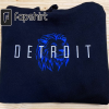 Detroit Embroidered Hoodie- Trendy Embroidery – Embroidered Sweatshirt- Football