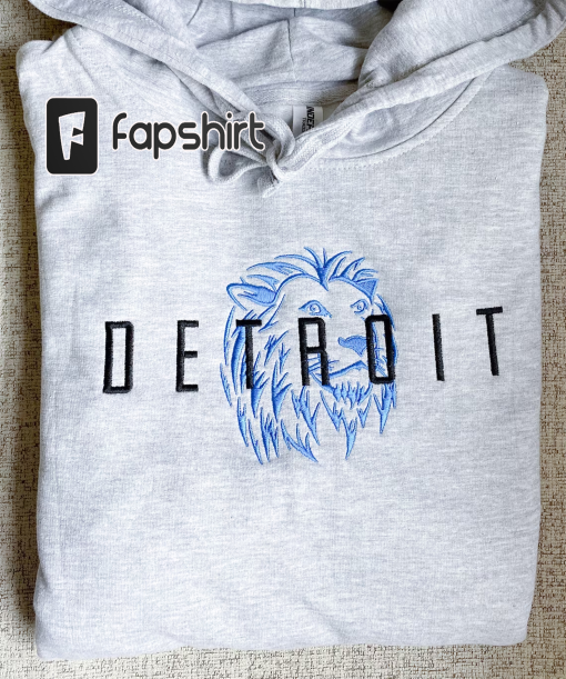 Detroit Embroidered Hoodie- Trendy Embroidery – Embroidered Sweatshirt- Football