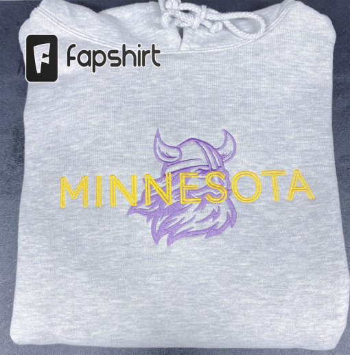 Minnesota Football Embroidered Hoodie- Trendy Embroidery – Embroidered Sweatshirt- Football