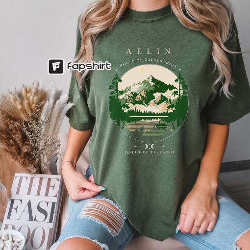 Aelin Comfort Colors Throne of Glass Tshirt, Aelin swaggering Queen of Terrasen under pine snow and Lord of the North star from Sarah J Maas