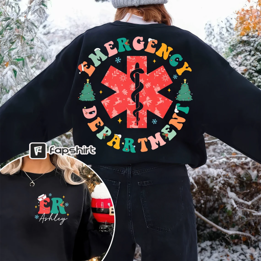 Emergency Department Christmas Sweatshirt, Custom Christmas Er Nurse Shirt, Emergency Nurse Shirt, Er Christmas Shirt Gift For Nurse