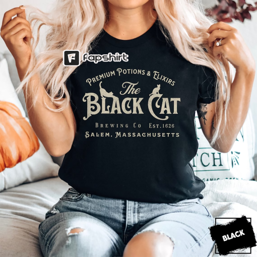 Halloween Shirt, Salem Black Cat Vintage Shirt, Witchy Women Shirt, Halloween Gift Ideas, Halloween Cat Lovers Tee