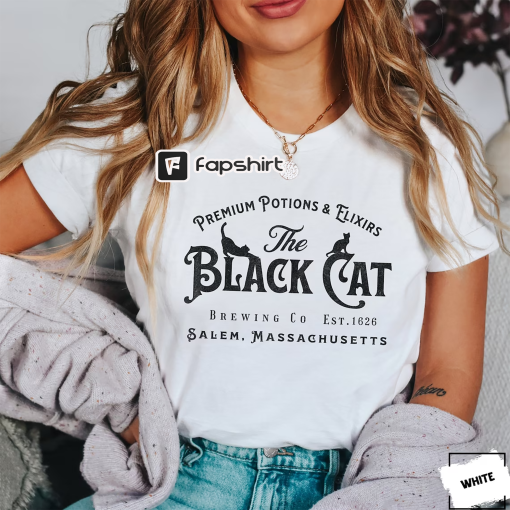 Halloween Shirt, Salem Black Cat Vintage Shirt, Witchy Women Shirt, Halloween Gift Ideas, Halloween Cat Lovers Tee