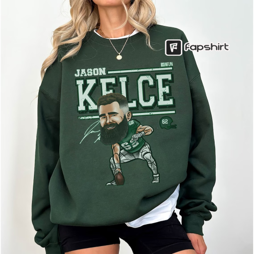 Comfort Color Jason Kelce Philadelphia Cartoon Sweatshirt, American Football Shirt, Football Fan Gift Shirt