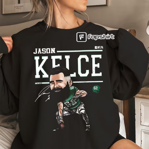 Comfort Color Jason Kelce Philadelphia Cartoon Sweatshirt, American Football Shirt, Football Fan Gift Shirt